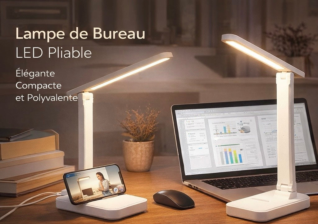 Lampe LED Bureau Architecte | 3 Modes · Bras Flexible · Protection des Yeux