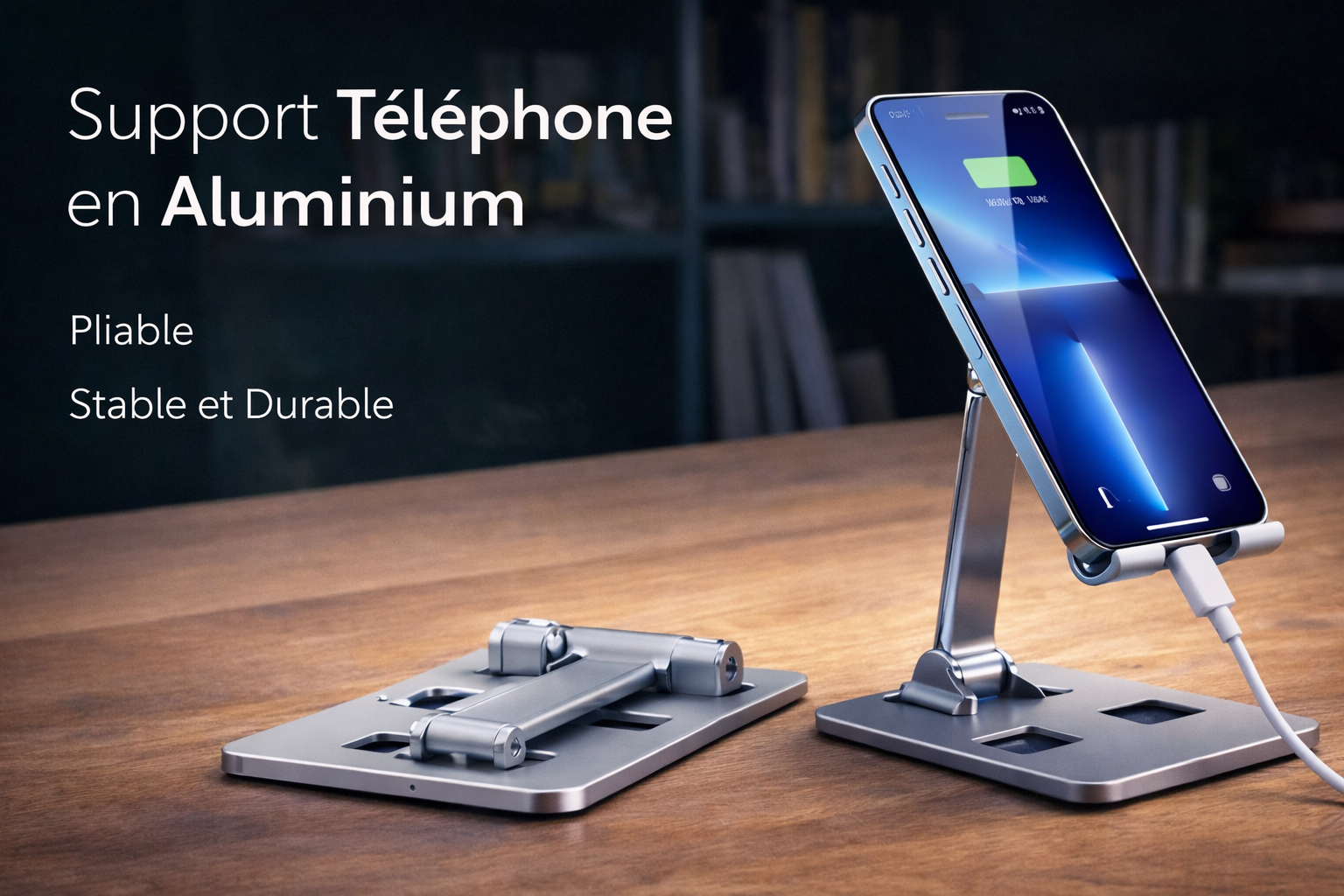 Support Téléphone & Tablette Aluminium | Réglable · Pliable · Compatible iPhone iPad Samsung
